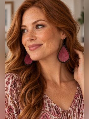 BOGO Lightweight Teardrop Pink Thread Earrings